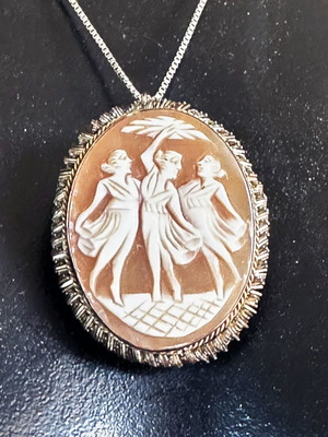 Vintage Καμέο Καρφίτσα Μενταγιόν Τρεις Χάριτες Art Deco 1920s μεταχειρισμένο
