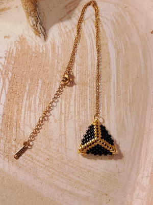 3d Miyuki necklace new, stainless steel, black