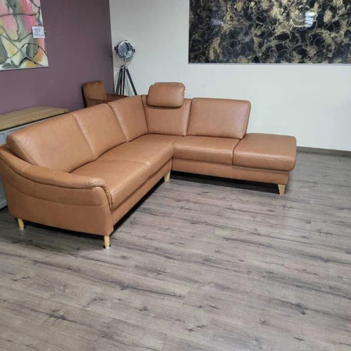 Light Brown Leather Corner Sofa Viola new with storage function
