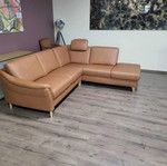 Light Brown Leather Corner Sofa Viola new with storage function