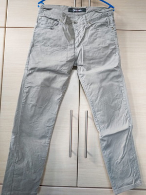 Men's beige-cream pants fabric slim fit size EU-43 / US-33 like new