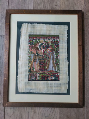 Egyptian papyrus in wooden frame 40x50, like new