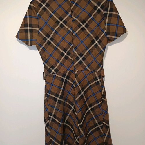 Primark Checked Brown A-Line Dress like new with Belt