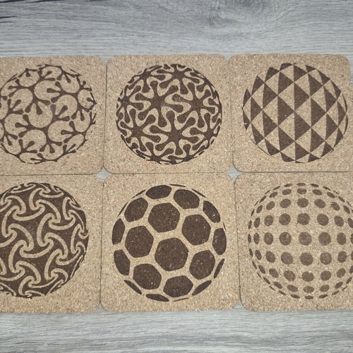 Set of 6 cork coasters Excellent Houseware new with geometric designs