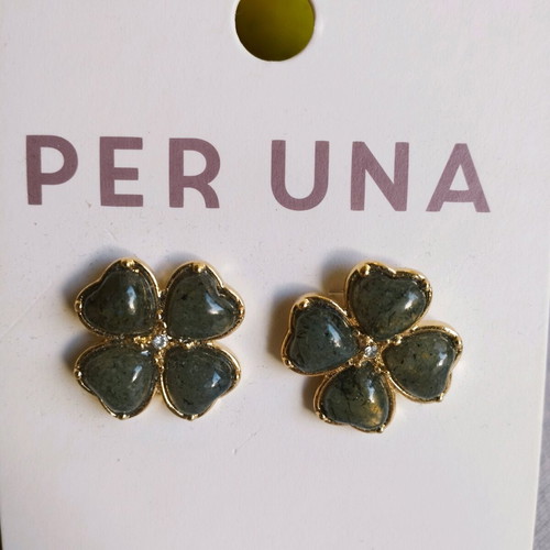 Clover earrings new Marks & Spencer green and gold