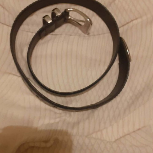 Belt black/blue with silver metal buckle like new, size 90