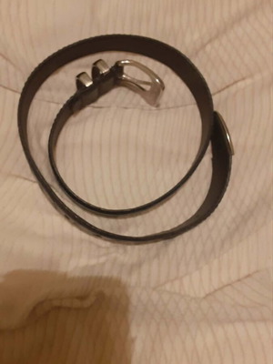 Belt black/blue with silver metal buckle like new, size 90