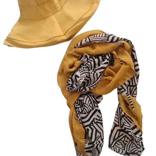 Pareo and hat set new, large sun hat with scarf 1.80×0.65 m