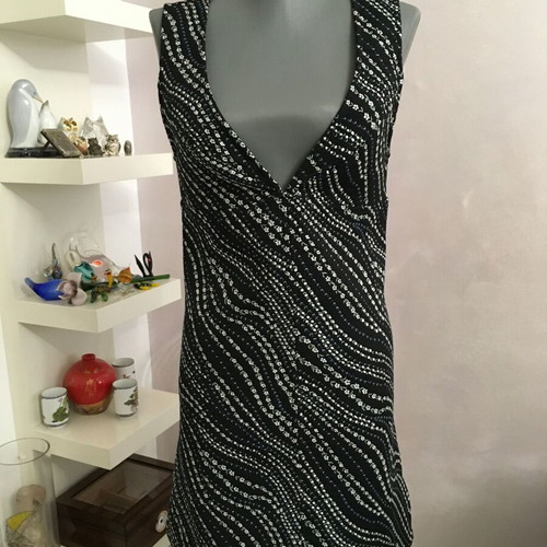 Samsoe Samsoe black dress like new with white wavy dotted pattern XXS