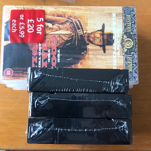 Sergio Leone video cassettes new, epic western trilogy, 3 pieces
