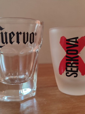 Jose Cuervo and Serkova collectible shot glasses like new