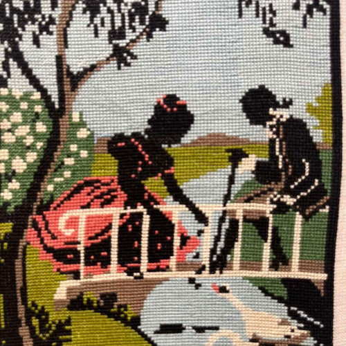 Handmade textile framed artwork, 0.28x0.20 m