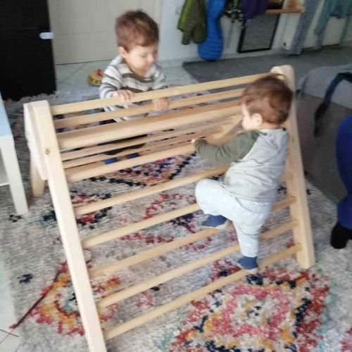 Wooden climbing triangle used, suitable for twins