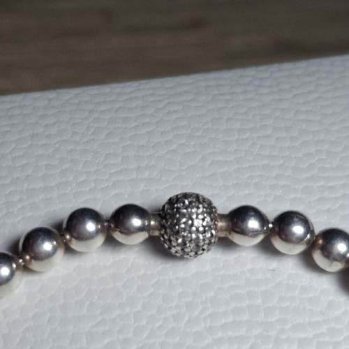 Pandora silver bracelet 17 cm with pearls and zirconia stones pave
