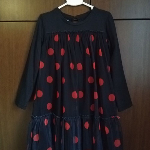 Energiers dress used for girl 4-5 years black with red polka dots