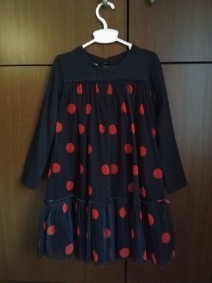 Energiers dress used for girl 4-5 years black with red polka dots