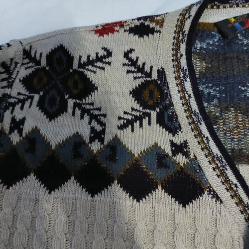 Men's cardigan used with dense jacquard knit, size XL, multicolor