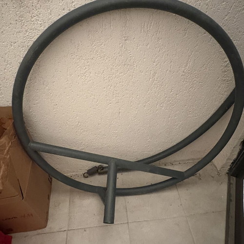 Aurora Rattan Grey Hanging Egg Chair with Base and Cushion used