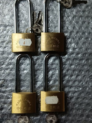 Set of 4 metal padlocks with long shackle new