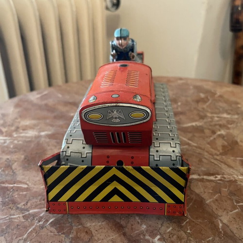 Vintage tin bulldozer toy Japanese used