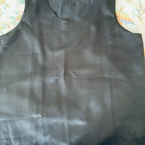 Handmade black silk crepe sleeveless top, size L