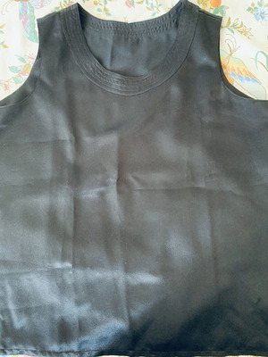 Handmade black silk crepe sleeveless top, size L