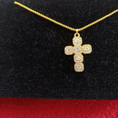 Women's cross new with zircon stones on gold-colored chain