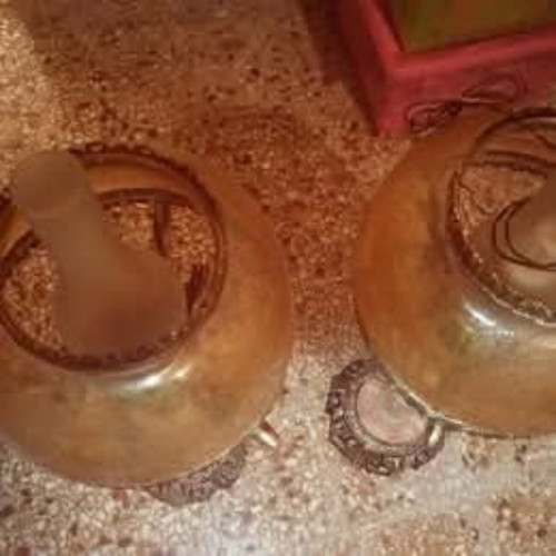 Table lamps with marble base like new, set of two, 50 years old