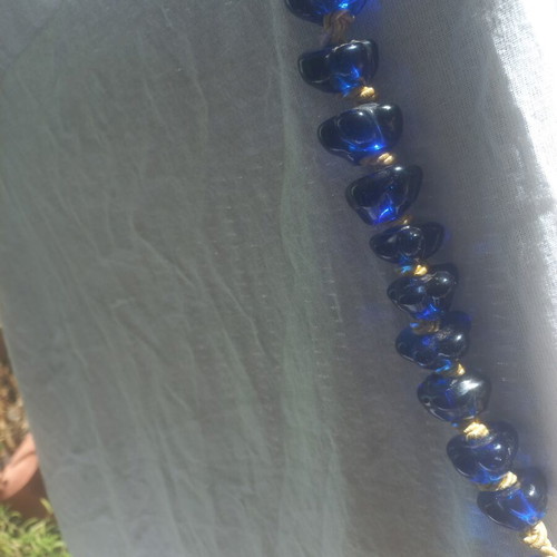 Decorative tabletop worry beads like new, deep blue with gold details