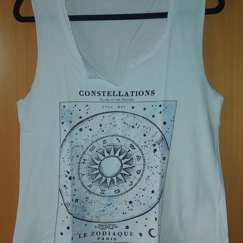 Bershka white tank top like new with neckline design size L