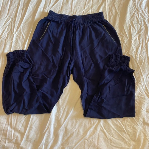 Blue thin palazzo pants like new with zipper and drawstrings