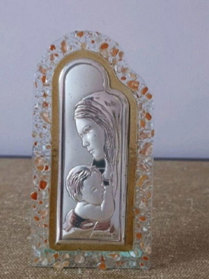 Silver (925) Panagia decorative icon 15x8 cm