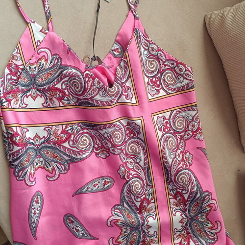 Satin top new, one size, pink multicolor