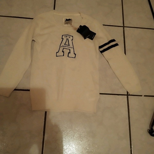 Wool sweater warm with blue Aggressive, new, white size M
