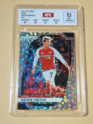 2024-25 Panini Prizm Takehiro Tomiyasu White Circles Arsenal RFE 9.5 Mint κάρτα