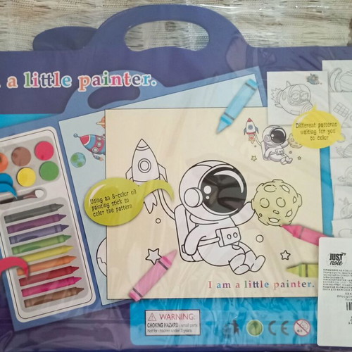Painting set with block, crayons and watercolors 30x20cm, new