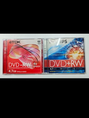 DVD-RW επανεγγραφής σαν καινούργιο, 2 τεμάχια Philips και TDK