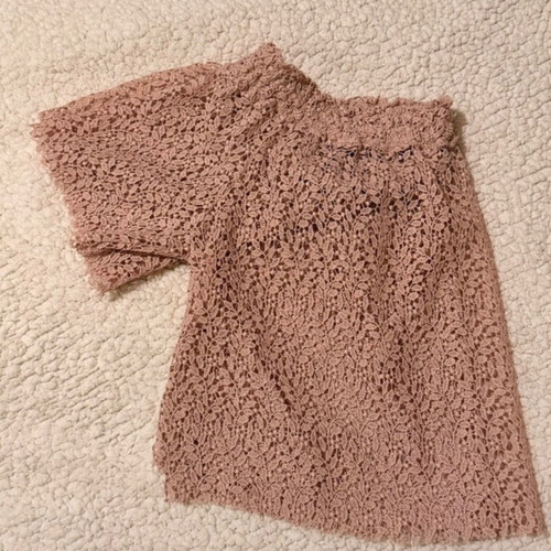 Zara top with perforated design and off-shoulder style, like new, size L/XL, beige