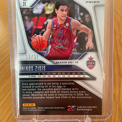 Nikos Zisis Panini Prizm EuroLeague Basketball Card new Mojo Prizm 22/25