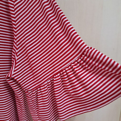 Women's red and white V-neck blouse size L new, cotton