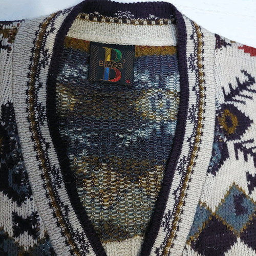 Men's cardigan used with dense jacquard knit, size XL, multicolor