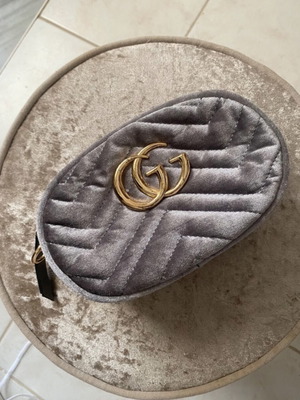 Vintage banana bag belt grey velvet touch used waist bag