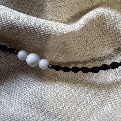 Macrame choker necklace with natural matte agate, new