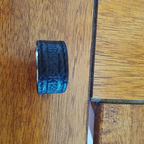 Dyrberg Kern ring like new, black metal and leather