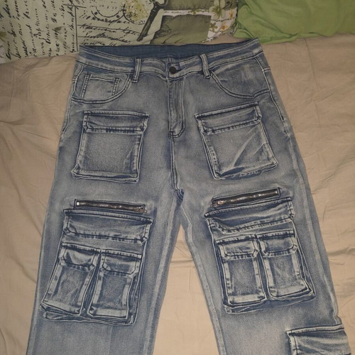Men's elastic cargo jeans new, streetwear style