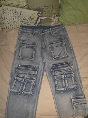 Men's elastic cargo jeans new, streetwear style