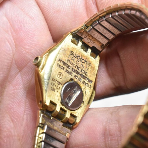 Swatch Irony women's watch used 1997 gold with blue dial