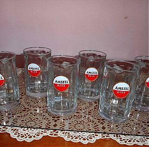 6 Ποτήρια Μπύρας με Διαφήμιση της Εταιρείας ''Amstel'', (0,3 Lit και ύψους 12,5 εκ.).