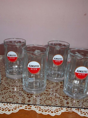 Ποτήρια μπύρας Amstel καινούργια, πακέτο 6, 0,3 λίτρα, ύψος 12,5 εκ.