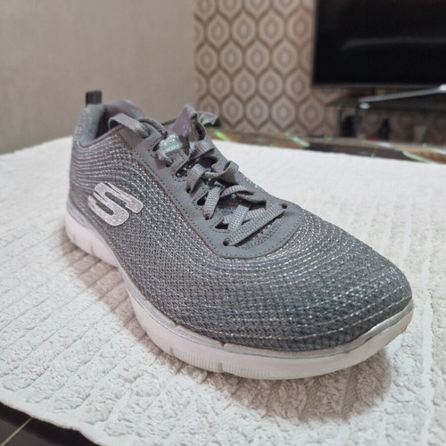 Skechers women's lightweight sneakers, size 38, grey with shimmer